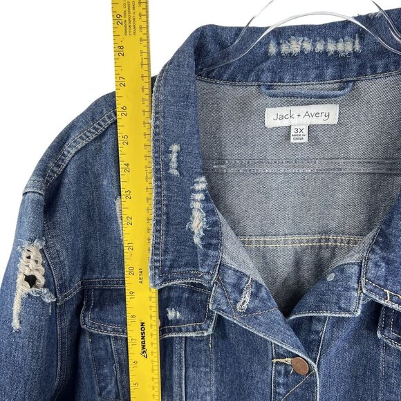 Jack & Avery Womens 3XL Outerwear Destroyed Distressed Denim Ripped Jean Jacket - Picture 11 of 16